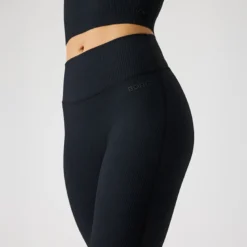 Studio Ribbed Flare Tights, Black Beauty