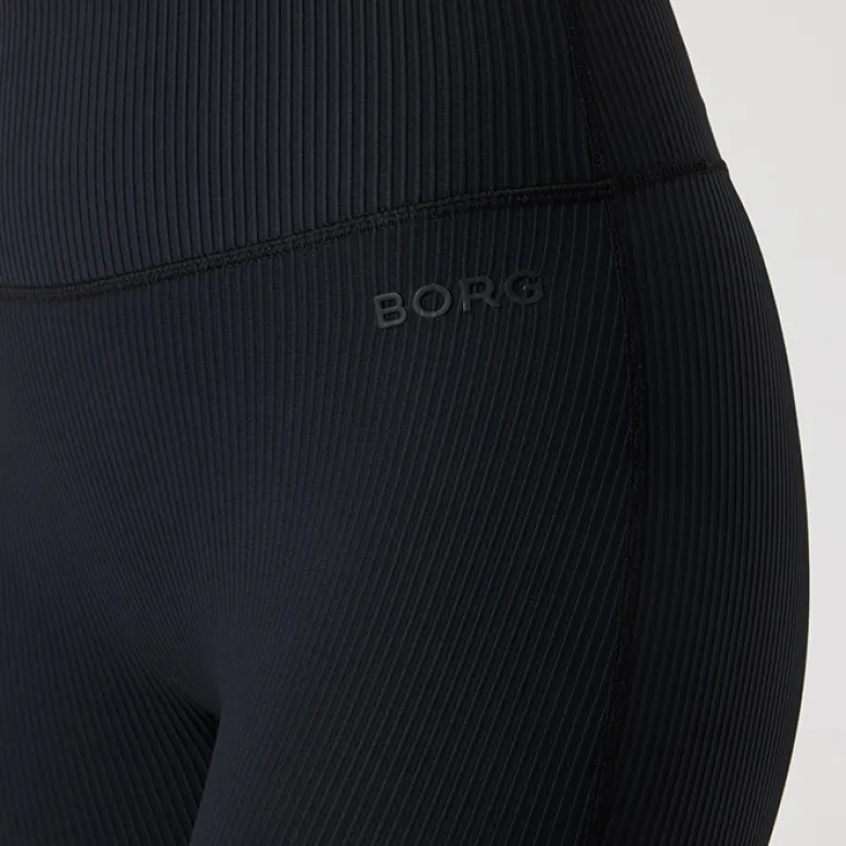 Studio Ribbed Flare Tights, Black Beauty