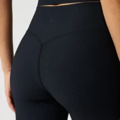 Studio Ribbed Tights, Black Beauty