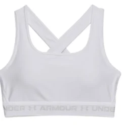 UA Crossback Mid Bra, White/Halo Gray