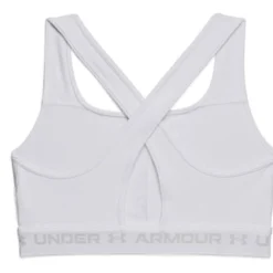 UA Crossback Mid Bra, White/Halo Gray