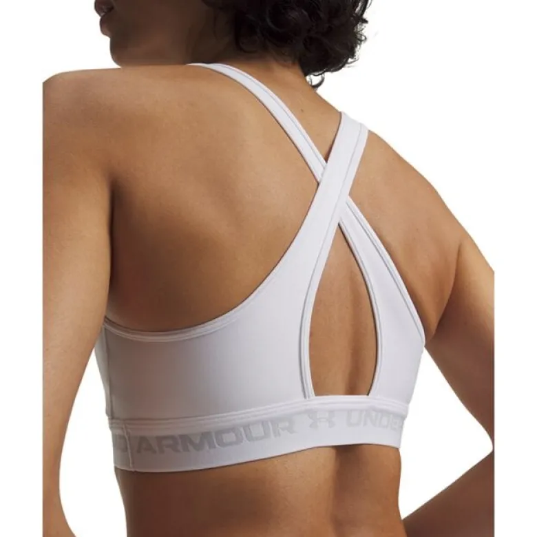 UA Crossback Mid Bra, White/Halo Gray