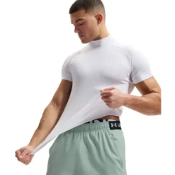 UA HG Armour Comp Mock SS White