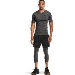 UA HG Armour Comp SS, Carbon Heather