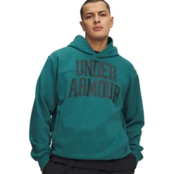 UA Rival LW Graphic Hoodie, Rack Green