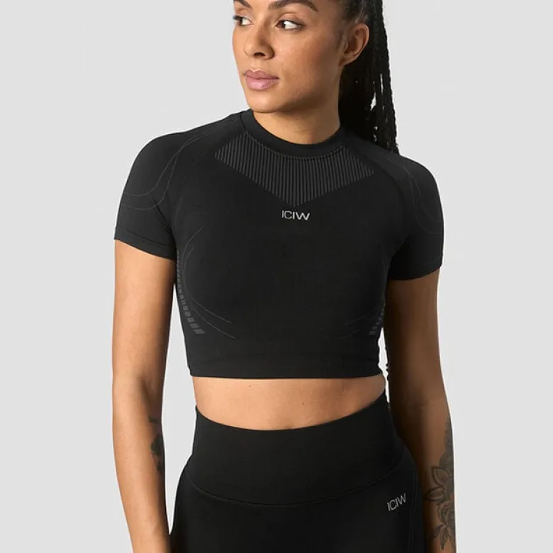 Ultra Seamless Cropped T-shirt Wmn, Black
