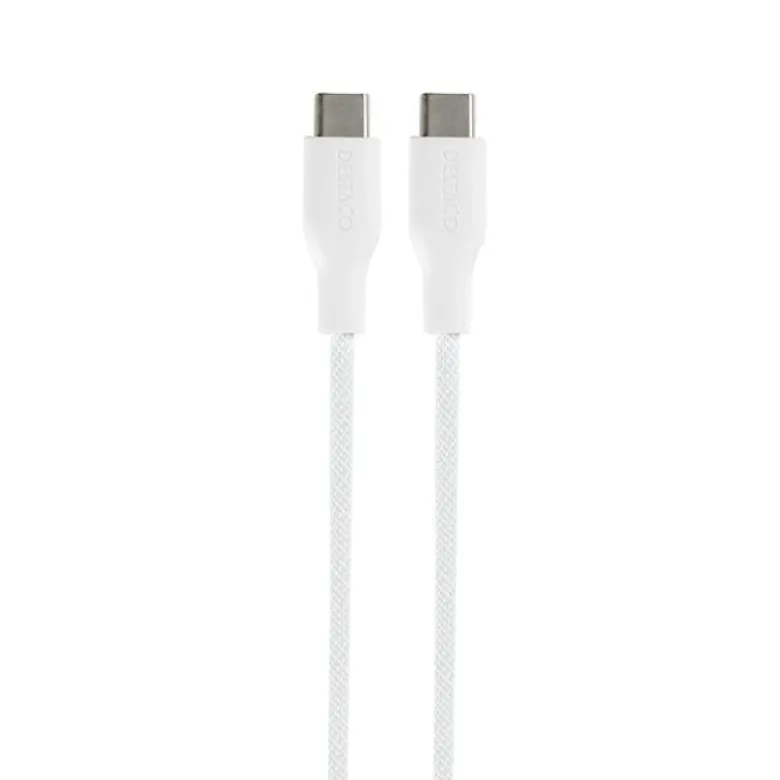 USB-C till USB-C Flätad Laddningskabel 60W 1m, Vit