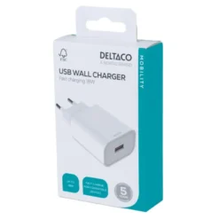 USB-Väggladdare 1x USB-A Snabbladdning 18W, Vit