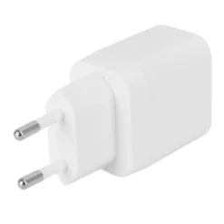 USB-Väggladdare 1x USB-A 18W, 1x USB-C PD 20W, Vit