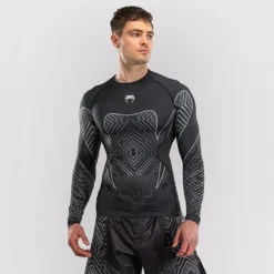 Venum Midnight Fury Long Sleeve Rashguard Black/Grey/Silver