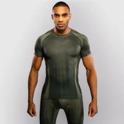 Venum Stealth Short Sleeves Rashguards Khaki/Dark Green