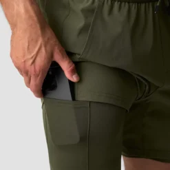 Workout 2-in-1 Shorts, Dark Khaki Green