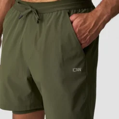 Workout 2-in-1 Shorts, Dark Khaki Green